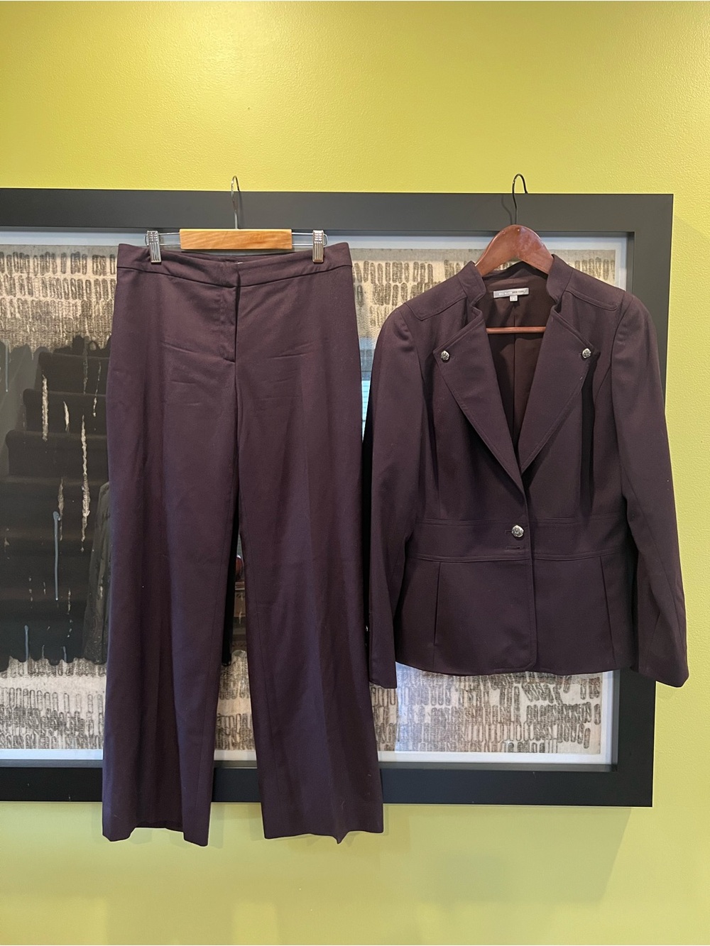 Bill Blass Wool Cashmere Plum Pantsuit Size 4